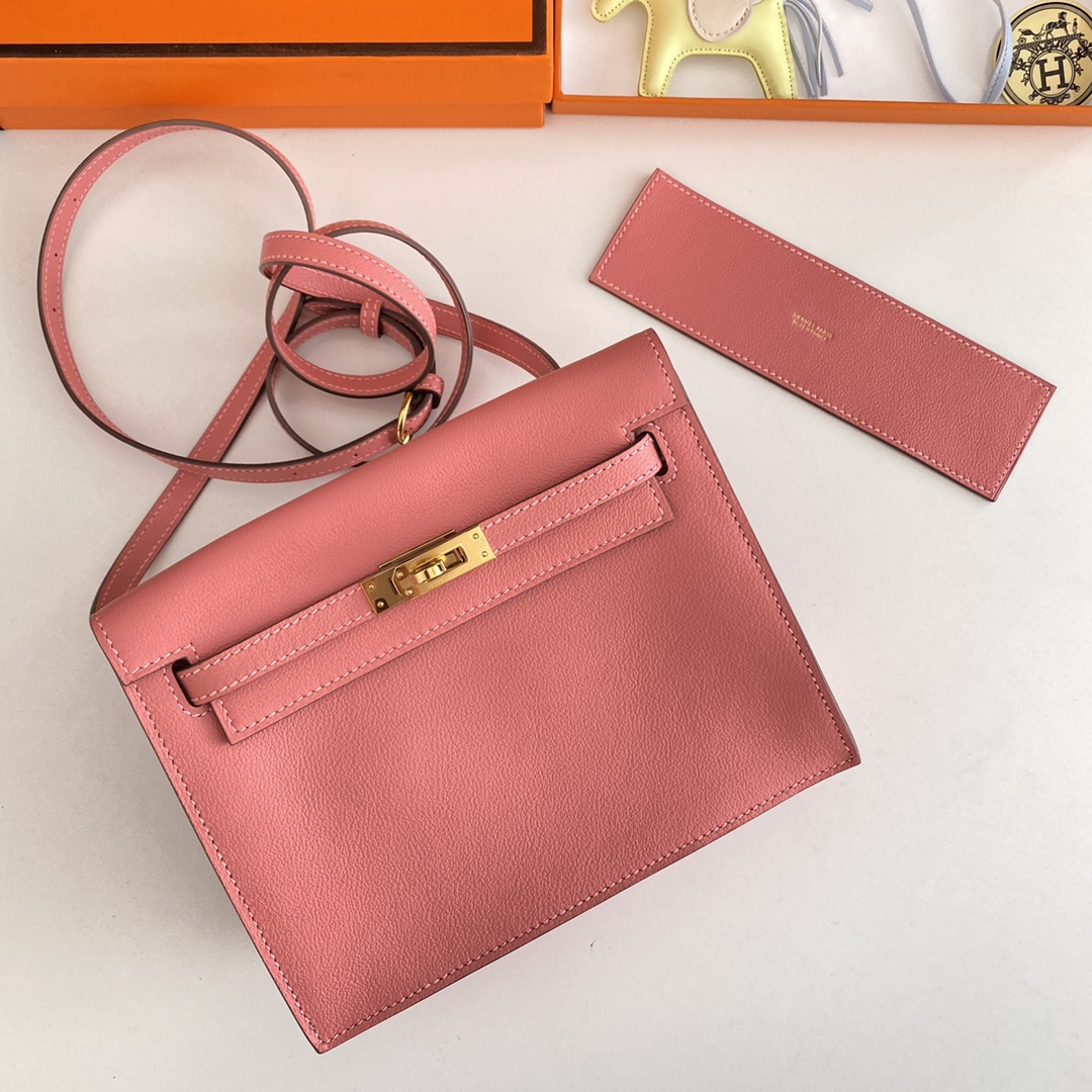 Hermes Kelly Danse Evercolor Bag In Rose Pink Color